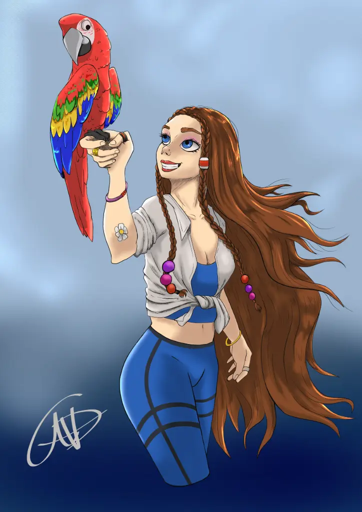La fille et le Perroquet (A4)